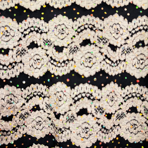 Dressbarn Woman 1X Top Black Gold Lace Sequined‎ Flutter Sleeve Party Blouse - Picture 4 of 13